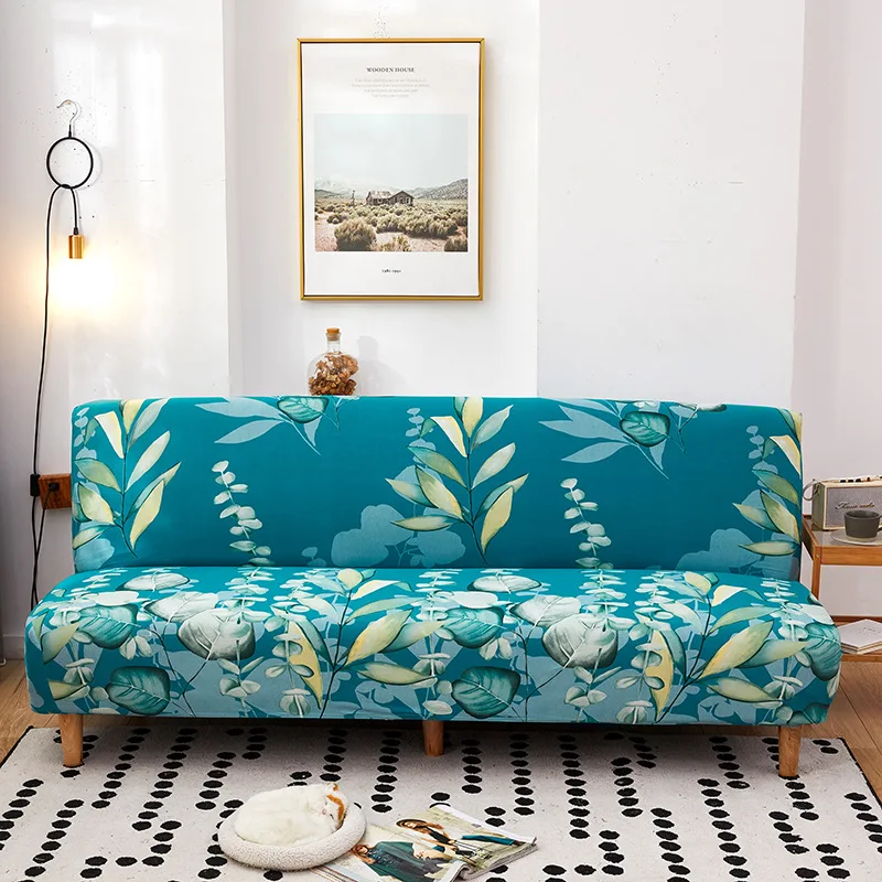 

Green Plant Printed Folding Sofa Bed Cover Elastic Stretch All-inclusive Seat Cover Without Armrest Tight Wrap Couch Protector