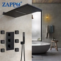 zappo bathroom thermostatic mixer matte black bath rainfall shower message jets rainfall bathroom kits hand shower faucet set