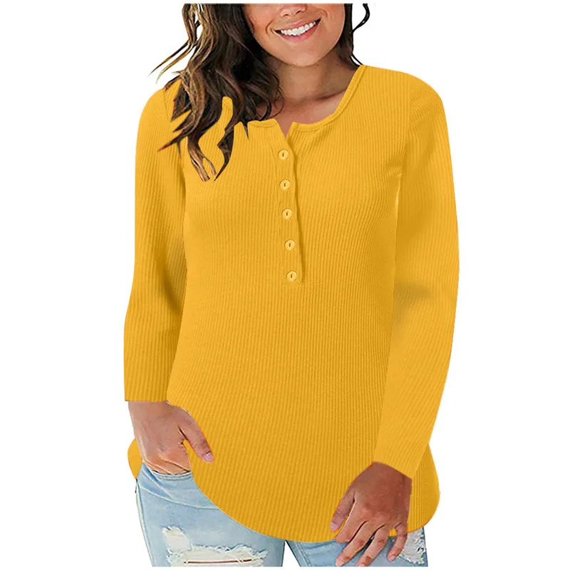 Womens V Neck Winter Sweater Long Sleeve Solid Button Down Basic Tops Tees Plus Size Pullovers Sweter Damski | Женская одежда