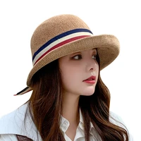 women bucket hats basin cap for female chenille material curved brim with bow outdoor travel all match