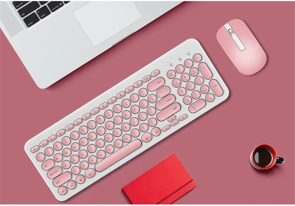 2,4G Беспроводная Бесшумная клавиатура и мышь Круглый Keycap клавиатура игровая мышь для Macbook lenovo Dell Asus hp ноутбук ПК компьютер
