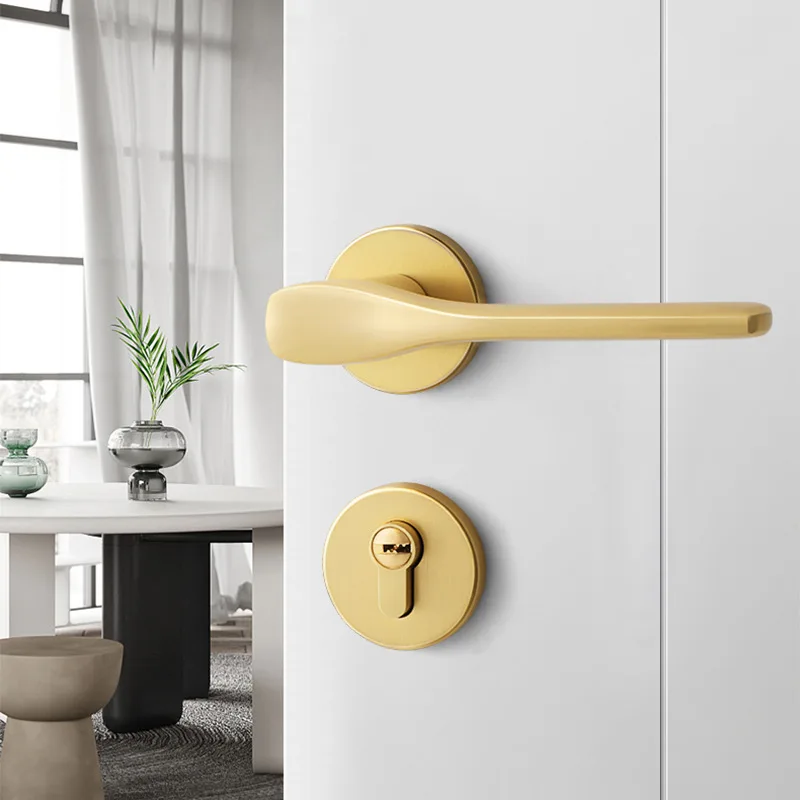 Дверной замок для помещений бесшумный Магнитный деревянный с щеткой золотого