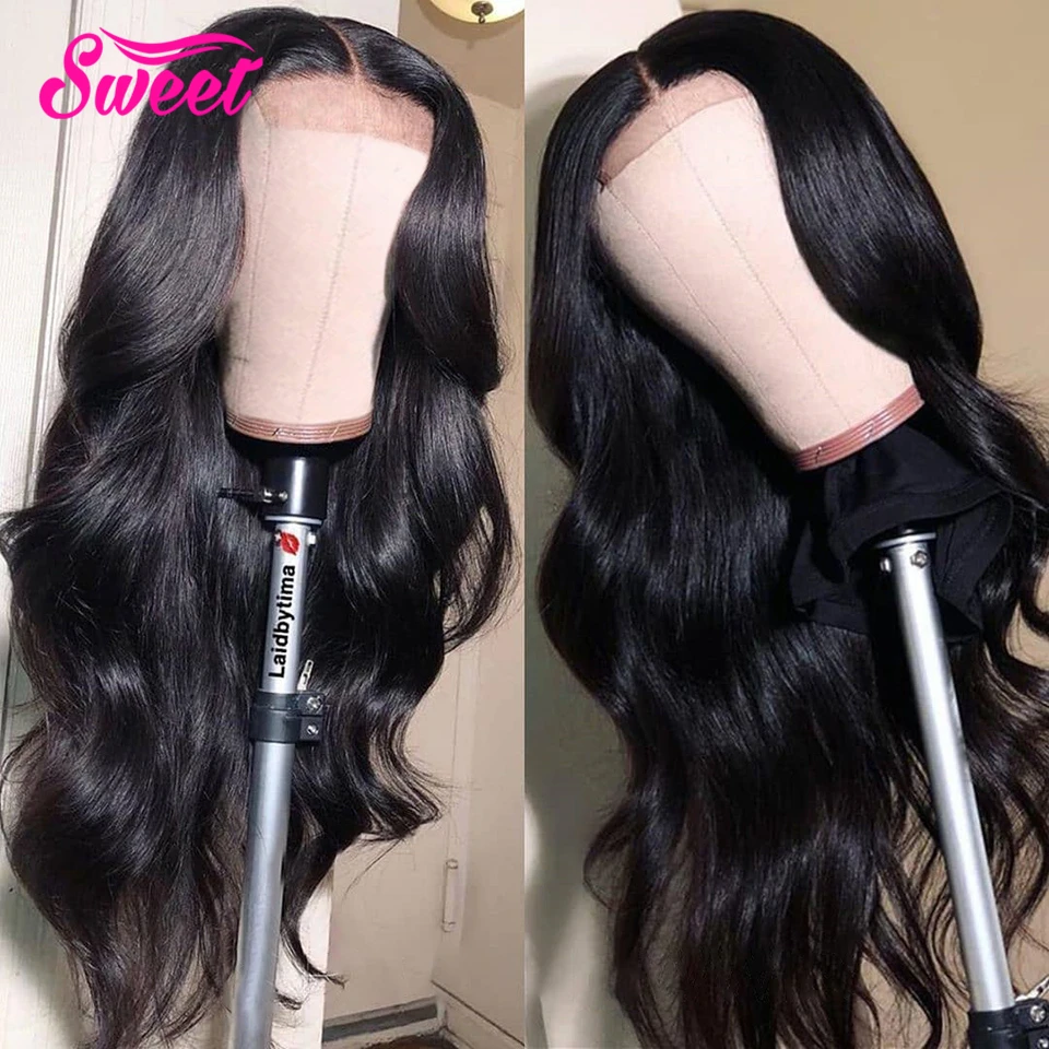 Сладкая волна тела 5*5 закрытие шнурка парики бразильские Remy человеческие волосы
