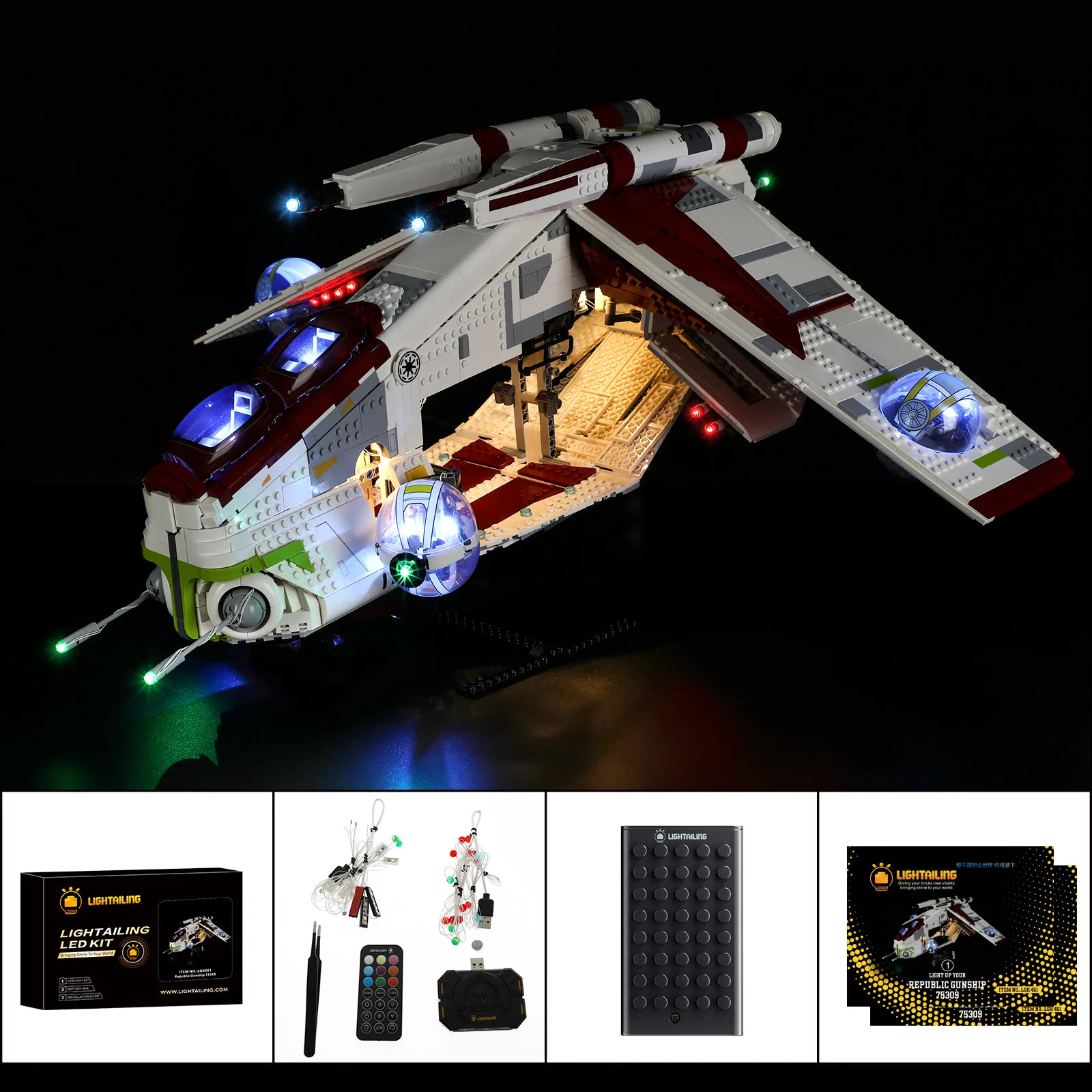 

LIGHTAILING LED Light Kit for 75309 Republic Gun Ship, Remote Control
