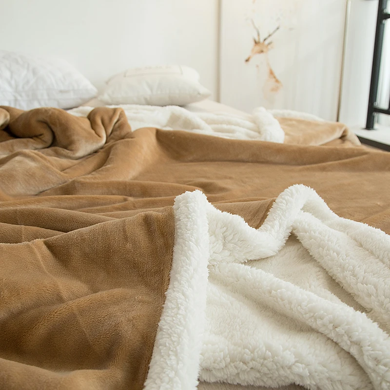 

Machine Washable Winter Super Warm Adult Raschel Blanket 59*79 Inches Thicken Blanket For Bed Sofa Blanket Queen Size