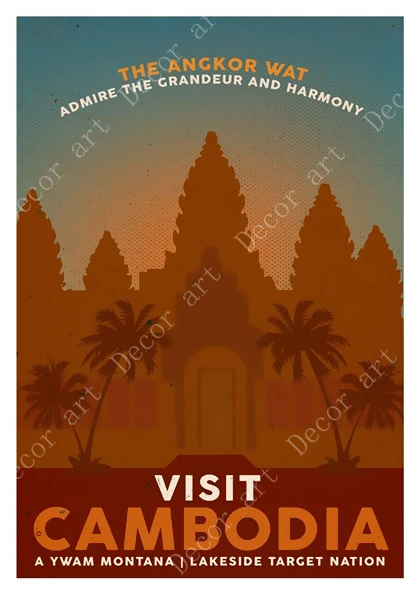 Юго Восточная Азия Камбоджа Ангкор Ват кхмер дорожные холщовые картины