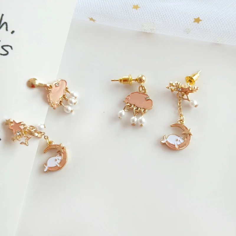 Timlee E129 Новые простые милые облако звезда Луна Кот Имитация Жемчуга Сплав