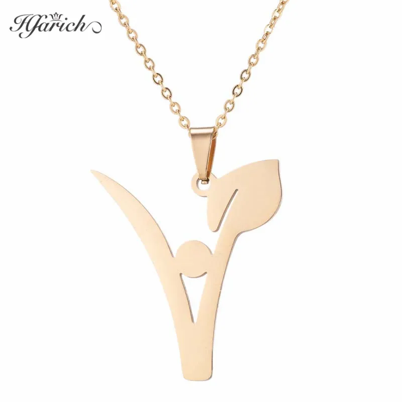 Hfarich модное вегетарианское ожерелье из нержавеющей стали с цветочным рисунком