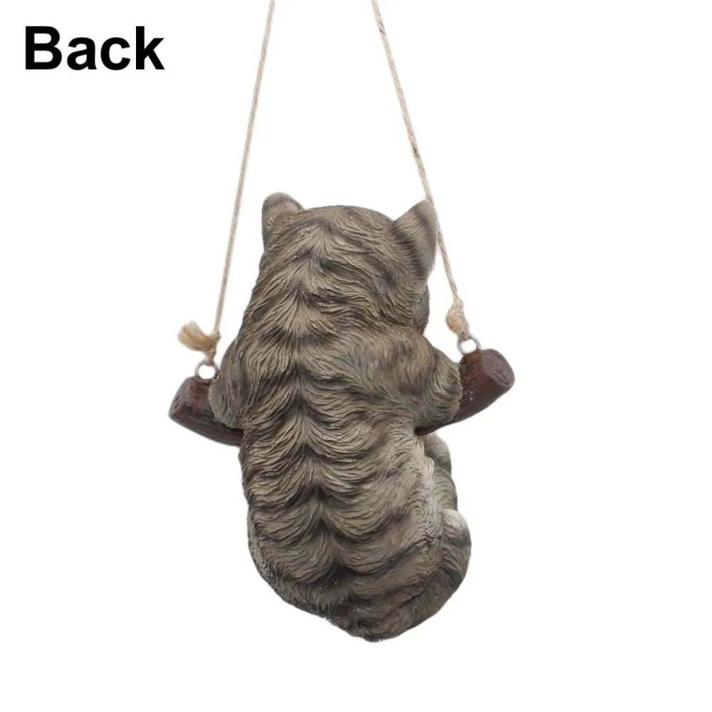 

innodept12 Fair Garden Cat Statue Waterproof Resin Hanging Garden Ornament for Outdoor Yard Lawn Spring Summer Decoration