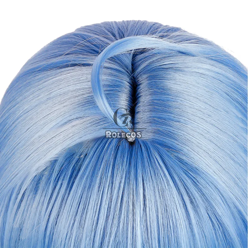ROLECOS Genshin Impact Ganyu Cosplay Wig Ganyu Cosplay Long Gradient Blue Wigs with Bangs Heat Resistant Synthetic Hair