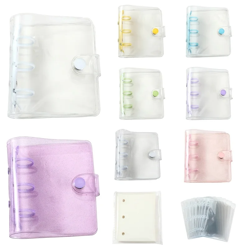 

Creative Cute Transparent 3 Ring Mini Loose-leaf Hand Book Student Portable Notebook Binder Kawaii School Supplies
