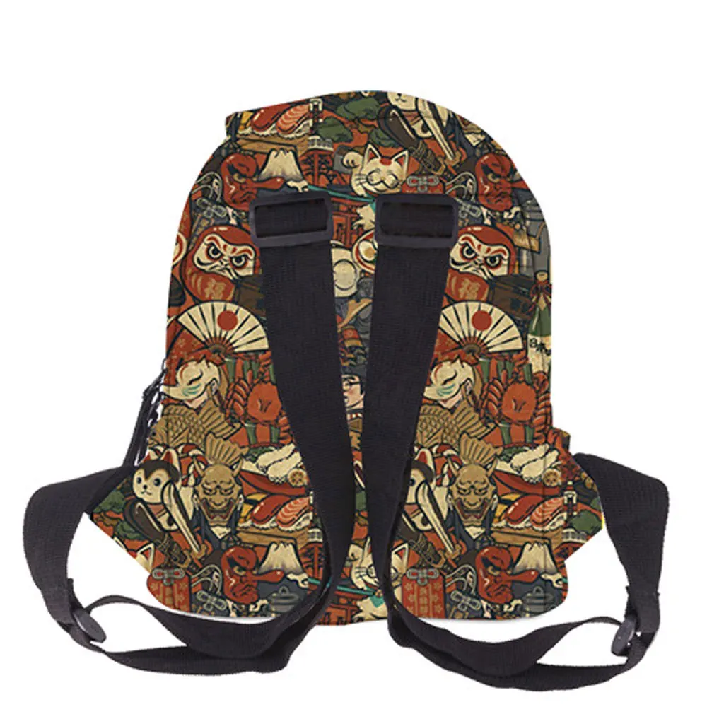 Fashion Print Backpack Cat Japanese School Bag For Girl And Boys Mini Backpack For Teenager Cute Owl Outdoor Women Backpack