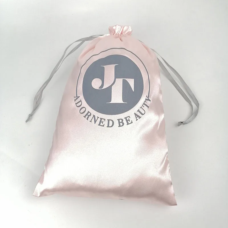 

Custom Logo silk satin Packaging Bags Beauty equipment HandBag Virgin Hair Travel storage Drawstring Package Bags 20pcs/lot