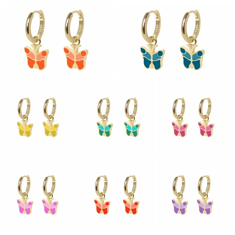 

ROXI Copper Woman Earrings 2021 Huggies Earrings Dripping Oil Hoop Earring For Wedding Party Gift Jewelry Love flower butterfly