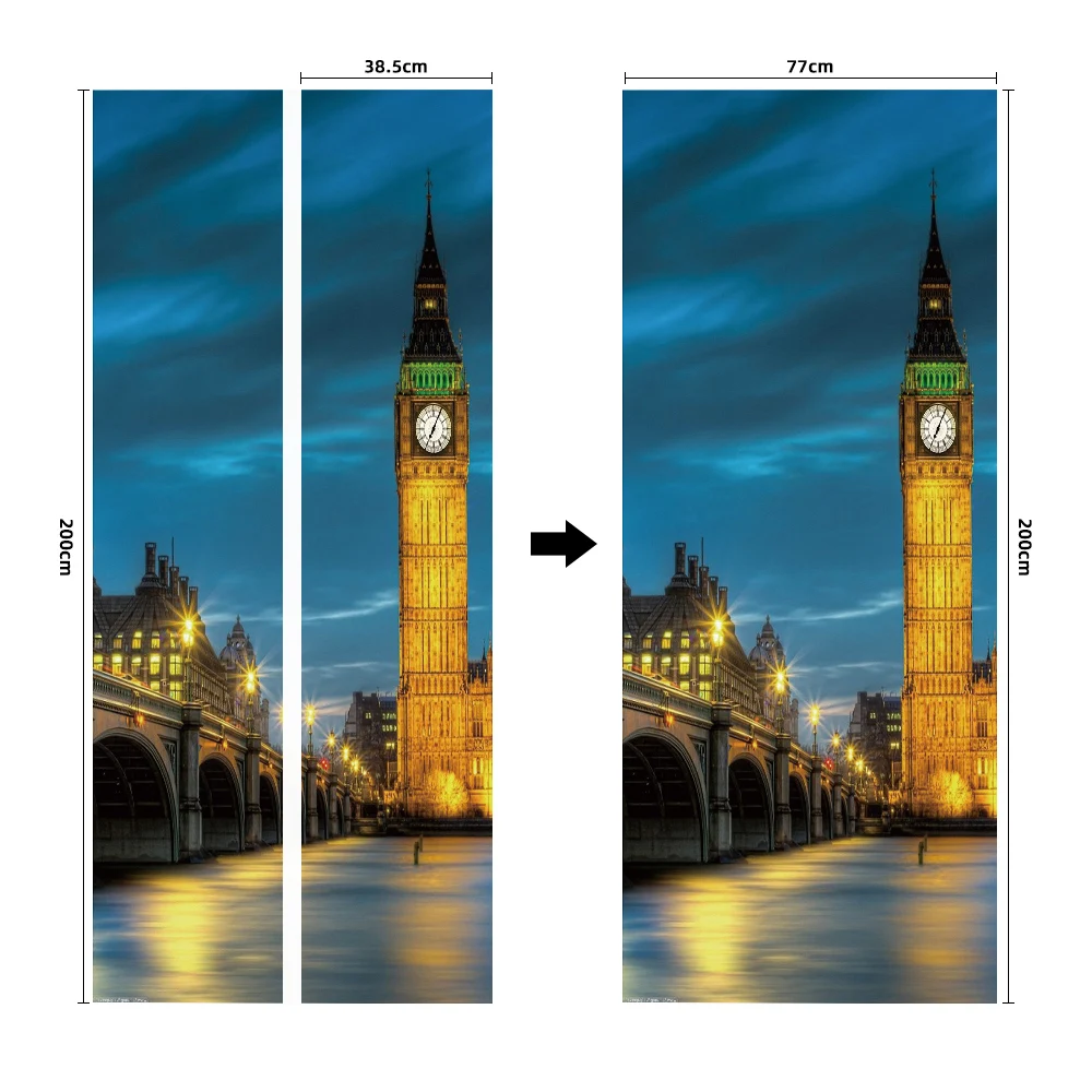 

Paris Tower Vinyl Peel and Stick Door Sticker Home Design Wallpaper For Doors Stickers Porte Decorative fototapeta Mural Poster