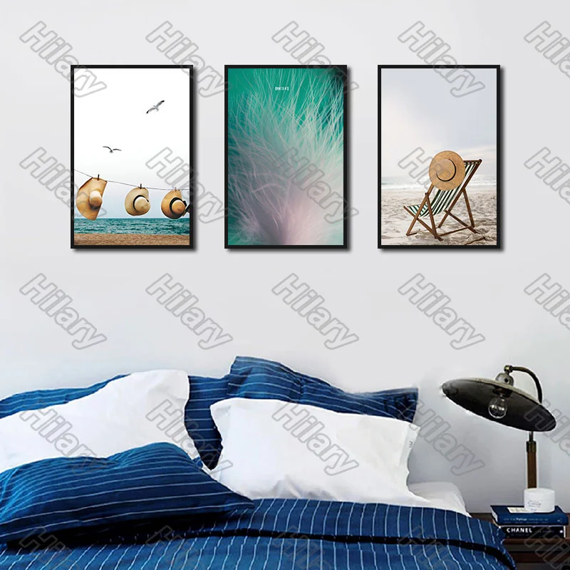 

Poster Beach Costume Green Sea Canvas Painting and Prints Wall Art Pictures Decoration for Living Room 3Pcs Frameless Style