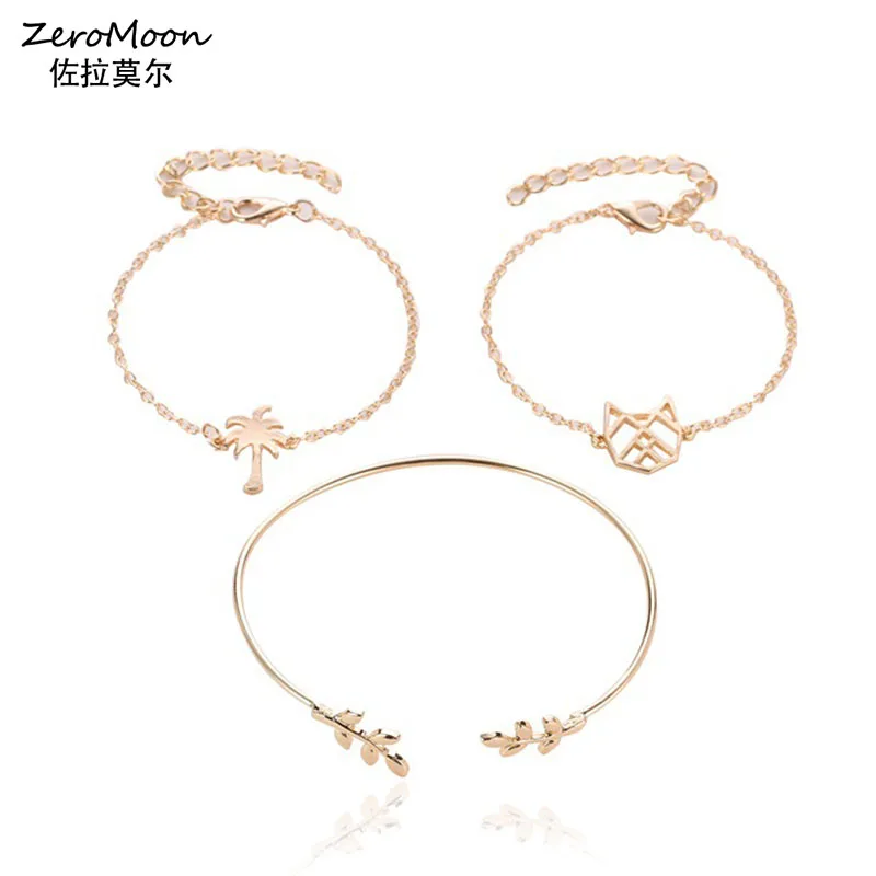 3 шт. Набор браслетов с котом и листьями кокоса | Украшения аксессуары