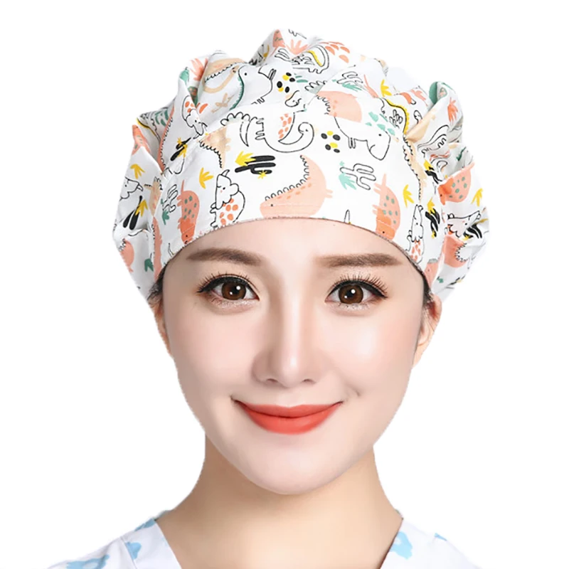 Хлопковые дышащие шапки регулируемые с принтом пылезащитные моющиеся |