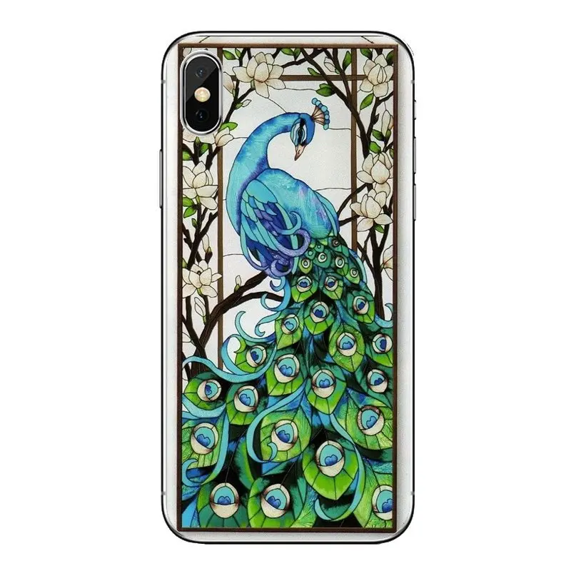 Павлин мех для iPhone XS Max XR X 4 4s 5 5S 5C SE 6 6S 7 8 Plus samsung Galaxy J1 J3 J5 J7 A3 A5 мягкие прозрачные