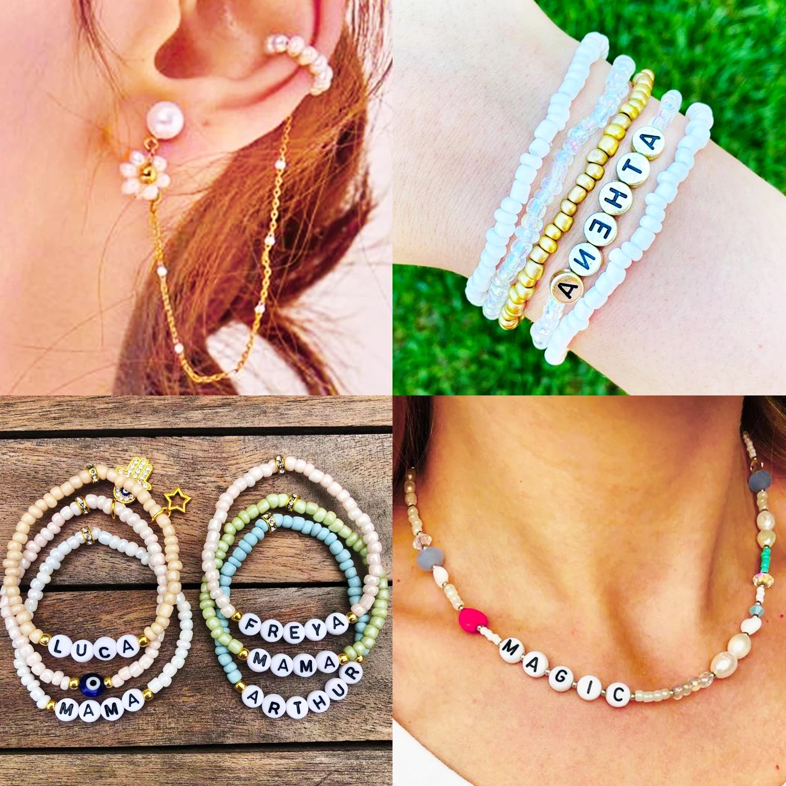 

24 Grids Colorful Glass Seed Beads Set For Jewelry Making Diy Bracelet Necklace Accessories Colorful Acrylic Letter Beads Kit