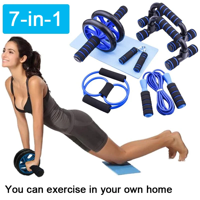 7 в 1 тренировки Ab колесной базой Скакалка сцепление с эффектом пуш ап кронштейн