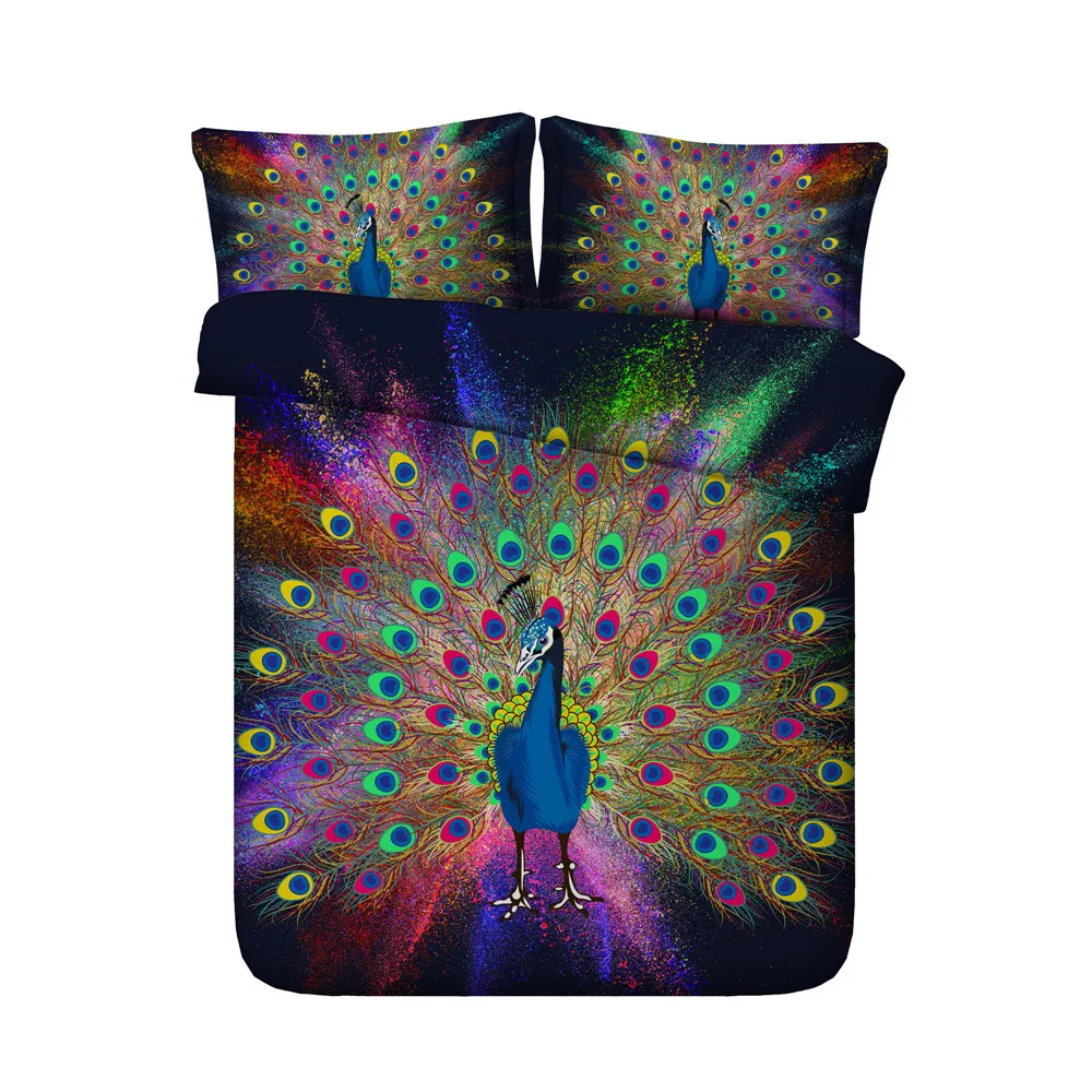 Семейное детское постельное белье односпальное 4 шт. с мультяшным павлином