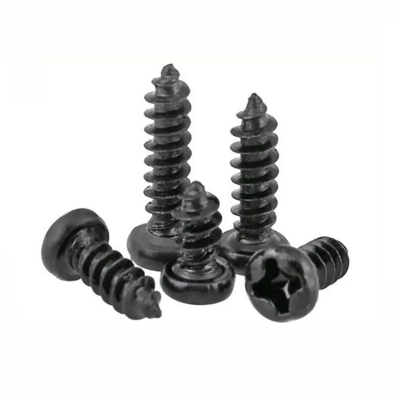 Мини-винты с полукруглой головкой и крестообразным шлицем M1-M3, крестообразные саморезы с круглой головкой, электронные маленькие болты, никель/черный оцинкованный