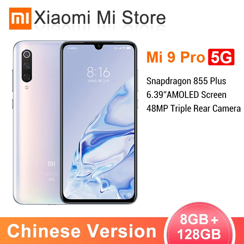 Оригинальный мобильный телефон Xiaomi Mi 9 Pro 5G 8 ГБ 128 Snapdragon 855 Plus экран 6 39 дюйма 4000 мАч