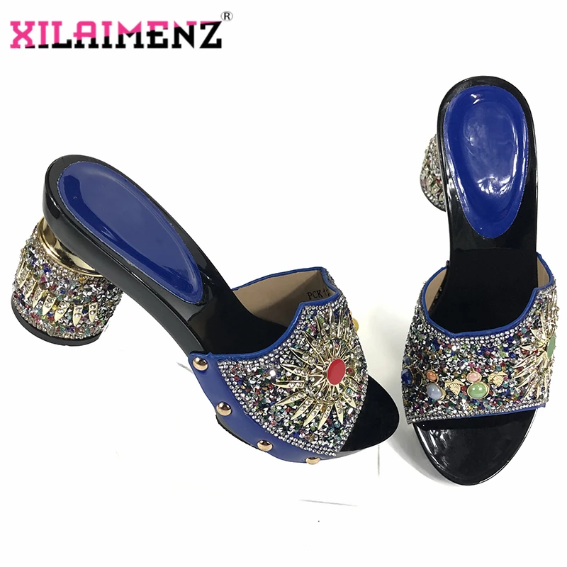 Новинка босоножки на высоком каблуке ярко-синего цвета итальянский дизайн