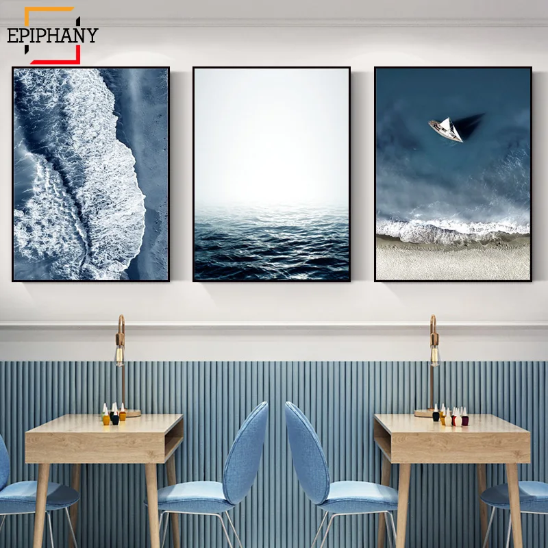 Тропическое украшение картина скандинавский океанский пейзаж зеленые листья