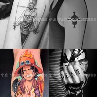 new waterproof long lasting simulation flower arm tattoos anime ace luffy white beard zoro tattoo stickers for men and women