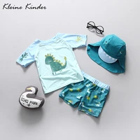 swimsuit baby boy dinosaur print bathing suit kids 3 pieces short sleeve infant toddler childrens swimwear and swimming trunks