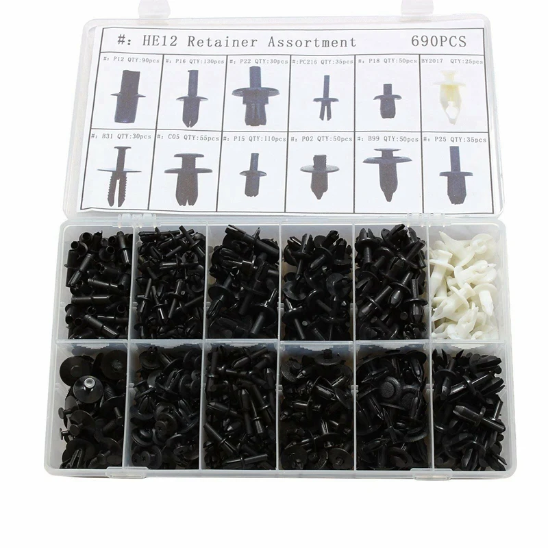690Pcs Car Body Push Pin Rivet Trim Panel Fastener Clip Moulding Assortment+Tool |