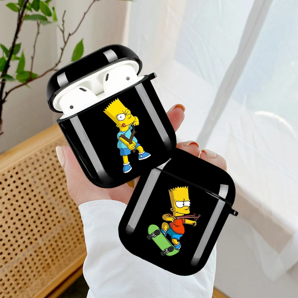 

Funny Bart Lisa Homer Simpson Black Soft TPU Airpod Case for Apple Airpods 1 2 Cover Wireless Bluetooth Earphone Coque Fundas