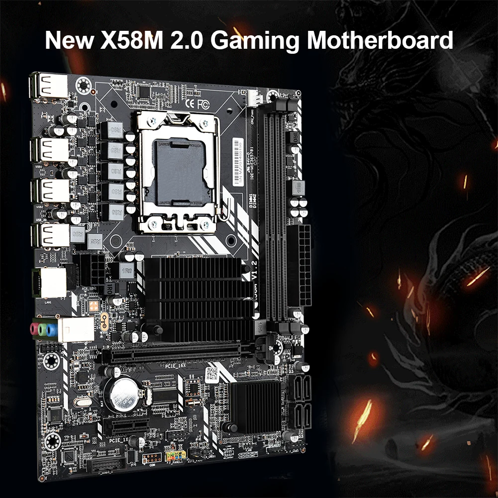 

X58M 2.0 Socket B DDR3 PCIe 16X Slot Micro ATX Desktop Gaming Motherboard Support all LGA 1366 CPU ECC DDR3 dual channel memory