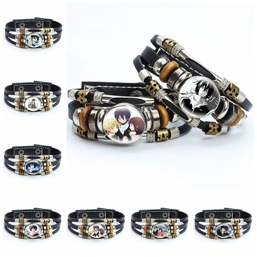 Кожаный браслет из аниме рассекающий демонов браслеты с кнопками-клипсами