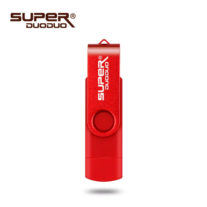 Red Цветной флеш-накопитель OTG 64 Гб 128 Гб карта памяти Отличное качество USB флеш-накопитель 16 ГБ 32 ГБ флеш-накопитель usb2.0 2 в 1 cle usb - Цвет: Red