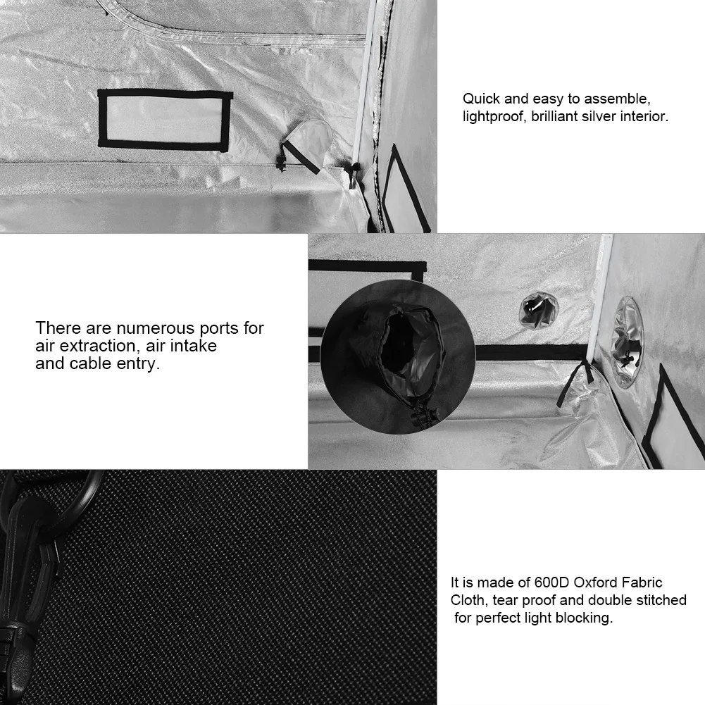 

Portable Hydroponics Indoor Bud Dark Room 600d Oxford Gardening Grow Tent