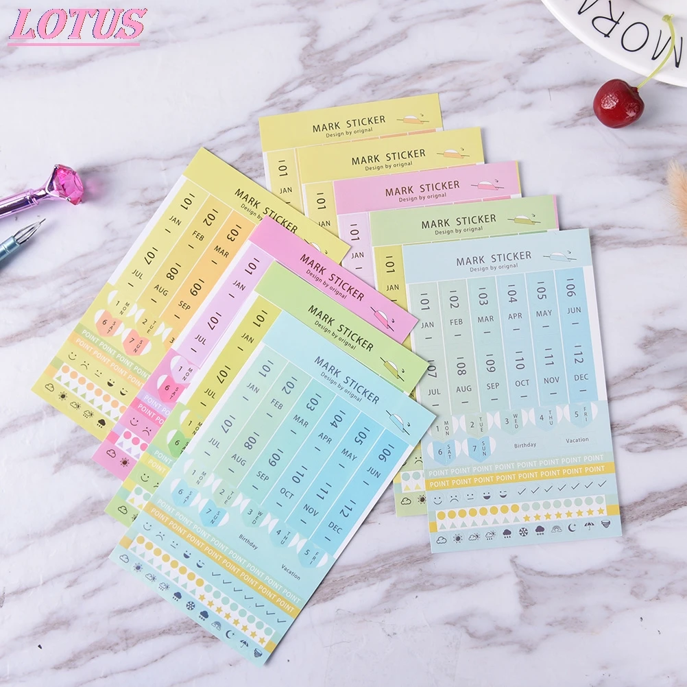 

8pcs/lot Rainbow Color Diary Sticker Month Plan DIY Decorative Sticker Diy Paper Sticker Student Stationery Stickers