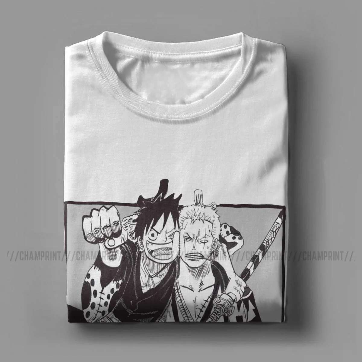 Футболка Luffy And Zoro Мужская слитная тенниска с коротким рукавом и круглым вырезом