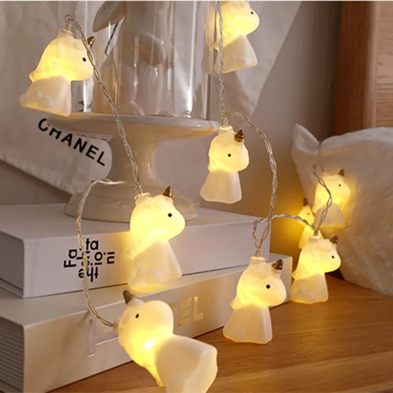 

Christmas Lantern Unicorn Bedroom Deco Chains Indoor Led Lights For House String Battery Children's Nightlights Lamp New Year's
