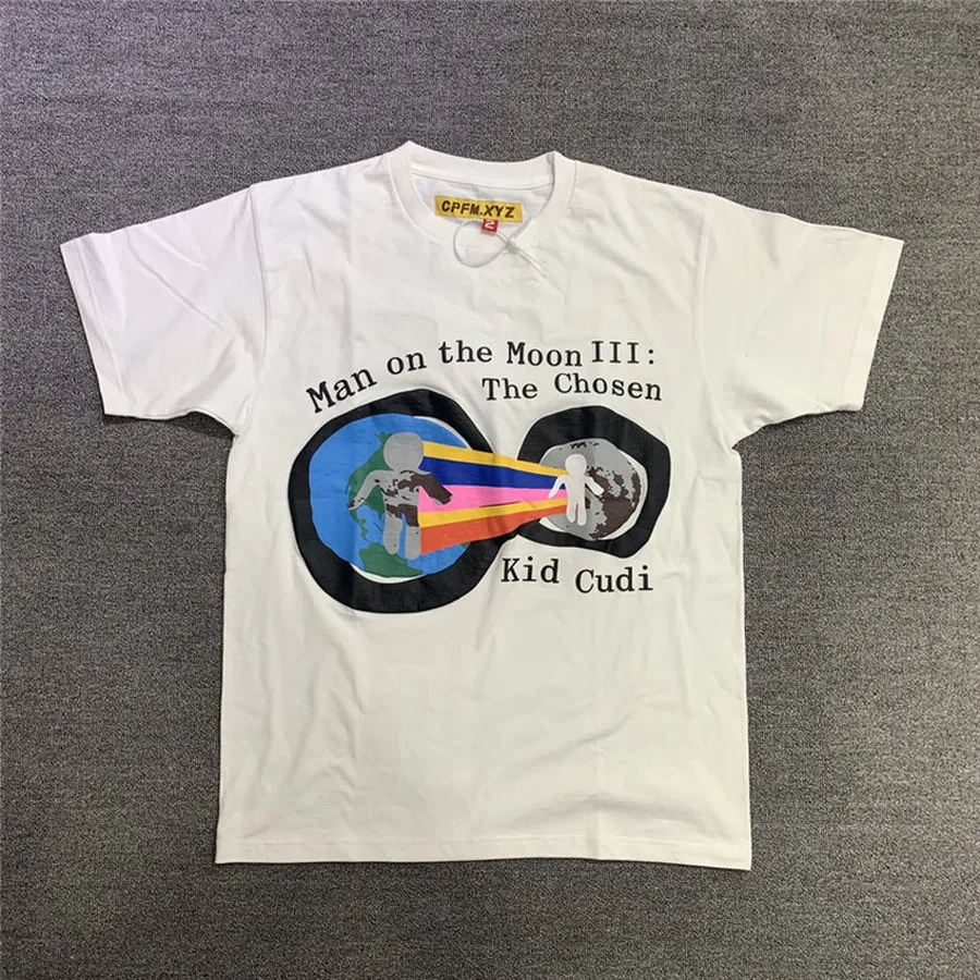Футболка CPFM x Kid Cudi Man On The Moon III с пенным принтом мужская и женская уличная одежда