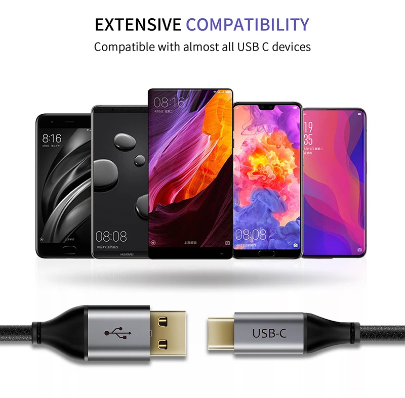 Кабель для синхронизации и быстрой зарядки, кабель USB-C, 3 А для компьютера Xiaomi mi9 Redmi note 7 и компьютера C004
