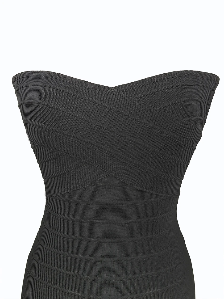 Новинка 2020 черное синее телесное без бретелек Бандажное платье сексуальное