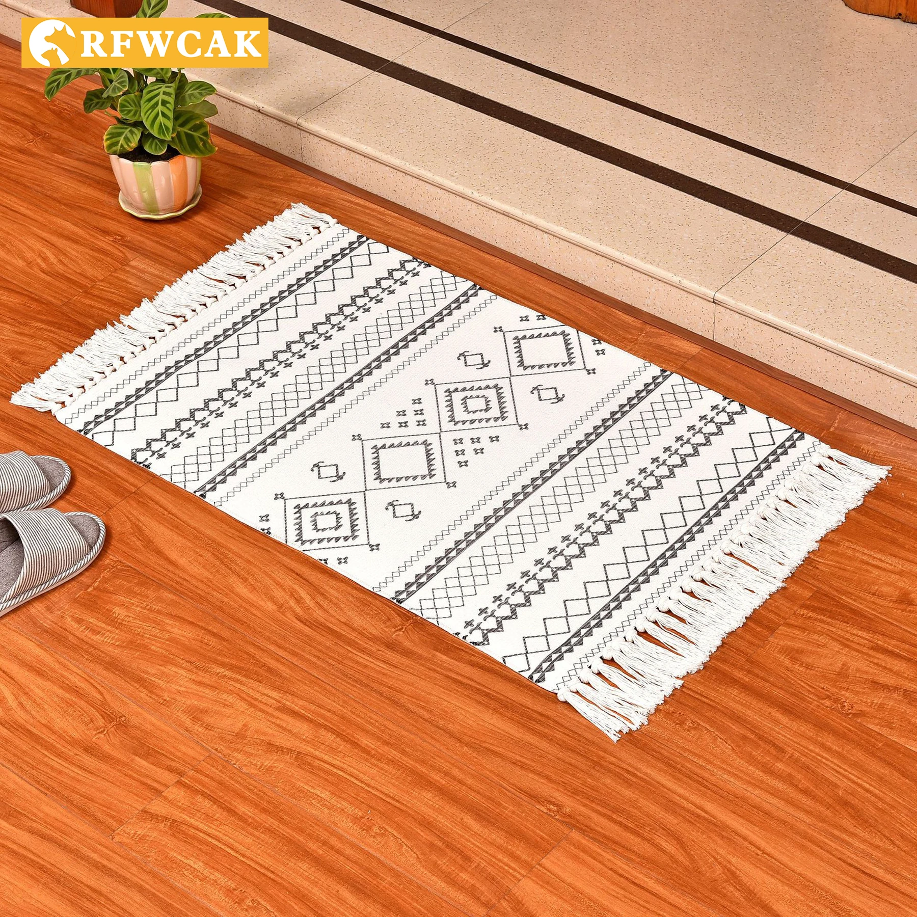 Современный и простой натуральный хлопок трикотажные нескользящий коврик для