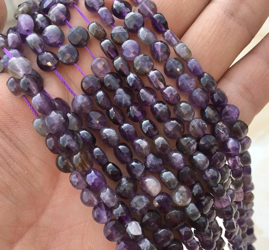 

Новинка, граненые бусины 4x6 мм с натуральным русским аметистом и монетами, незакрепленные бусины 15 дюймов