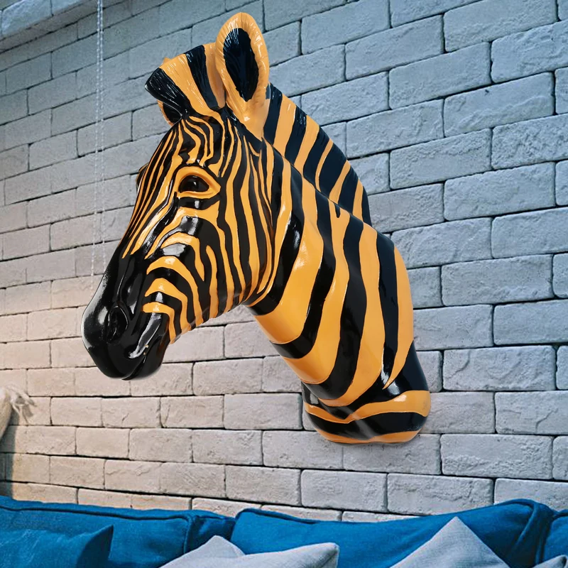 Креативная фигурка головы зебры настенное украшение 3D животное полимерная