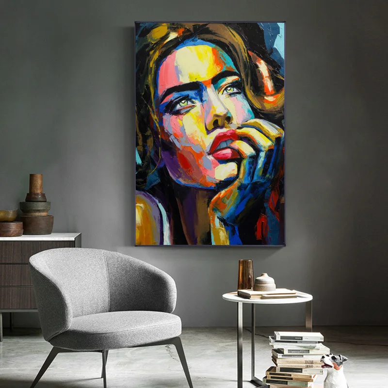 Абстрактная Мода сексуальная девушка губы Нож искусство картина маслом печатная