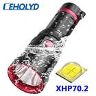 Фонарик XHP70.2, 4 ядра, военного класса, для подводного плавания, 100 м, водонепроницаемый, мощный фонарь 26650 18650 лампочки с аккумулятором
