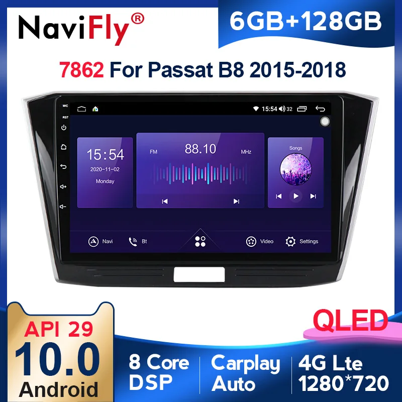 

New! 7862 6GB+128GB QLED 1280*720 Android 10.0 For VW/Passat b8 Magotan 2015 - GPS Car Multimedia Radio Voice Control 8 Core